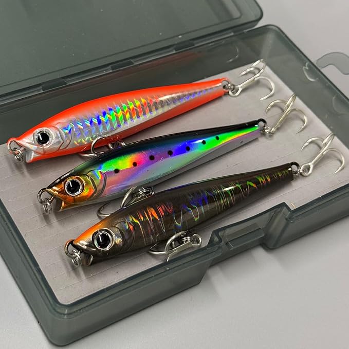 Ocean Fishing Minnow Lures 3pcs | High-Index Plastic Jerkbait Swimbaits for Bass & Trout