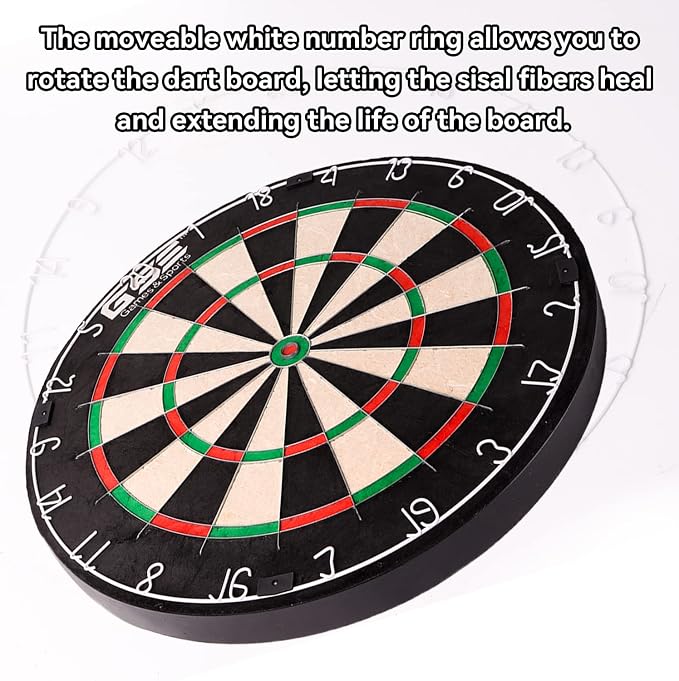GSE Games & Sports Expert 18" Regulation Size Steel Tip Dartboard Game Set. Excellent Bristle/Sisal, Paper Baseball, Bullseye, Dart Board Game Set (Several Styles Available)