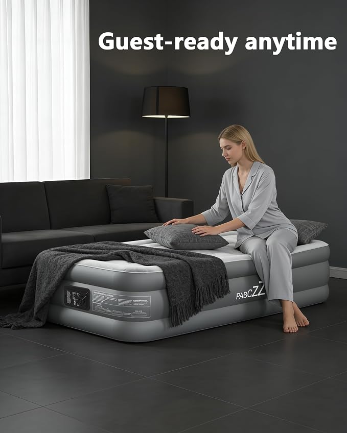 air Mattress, 18-inch Thickened Twin air Mattress, Suitable for Home use, Camping and Travel, Features Quick Inflation and deflation to Save You time (Dark Gray, Twin)