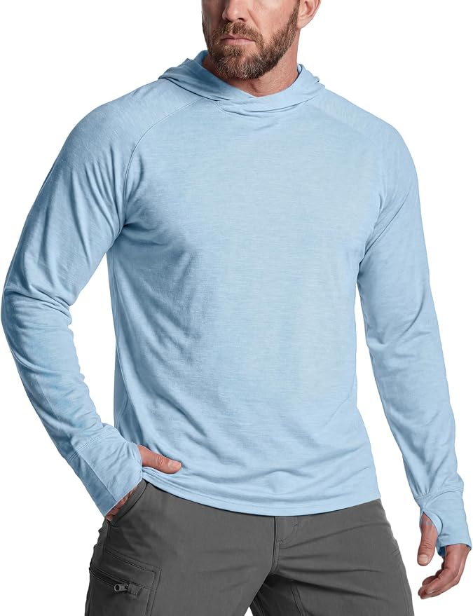 CQR Men's UPF 50+ Sun Protection Long Sleeve Quick Dry Athletic Shirts, Stretch Running Workout Hiking T-Shirts