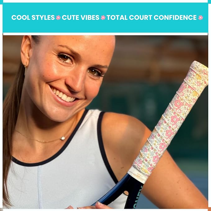 Tennis Tape & Dampener Set - 2 Tacky 45” Long x 0.98” Wide Racket Handle Overgrips & 1 Matching Ping Dampener