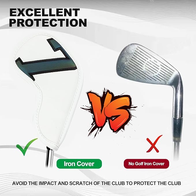 Golf 10pcs/12pcs Thick Synthetic Leather Golf Iron Head Covers Set Headcover Fit All Brands