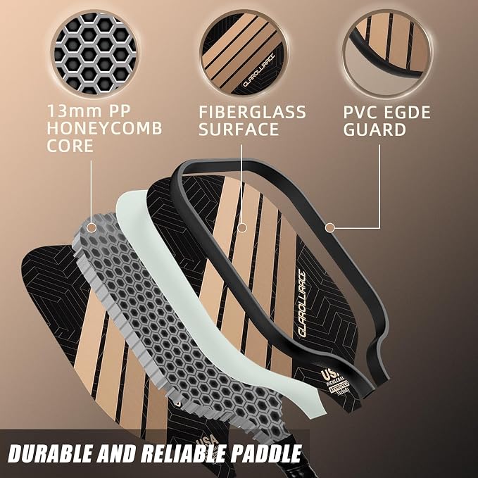 Pickleball Paddles Set of 2 | 4 Pickleball Rackets, USAPA Approved Pickleball Set, Fiberglass | Carbon Fiber Surface & 13 mm PP Honeycomb Core,4 Indoor & Outdoor Pickle Balls