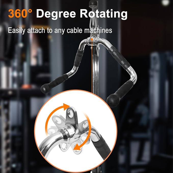 LAT Pull Down Bar Attachment: LAT Pulldown Tricep Bar for Strength Training - Multi-Exerciser Cable Machine Attachment