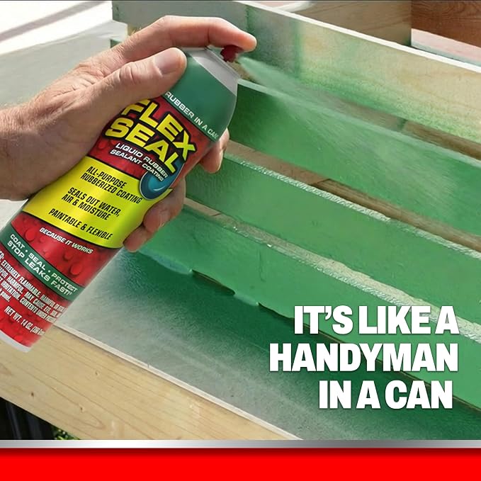 Flex Seal, 14 oz, 2-Pack, Green, Stop Leaks Instantly, Waterproof Rubber Spray On Sealant Coating, Perfect for Gutters, Wood, RV, Campers, Roof Repair, Skylights, Windows, and More