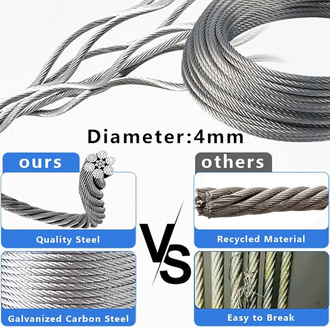 Heavy Duty Batting Cage Netting Wire Tension Kit Inflatable Batting Cage Cable Kit Net Hanging Kits Batting Cage Frame Kit for Home Backyard Outdoor Baseball and Softball Batting Cage