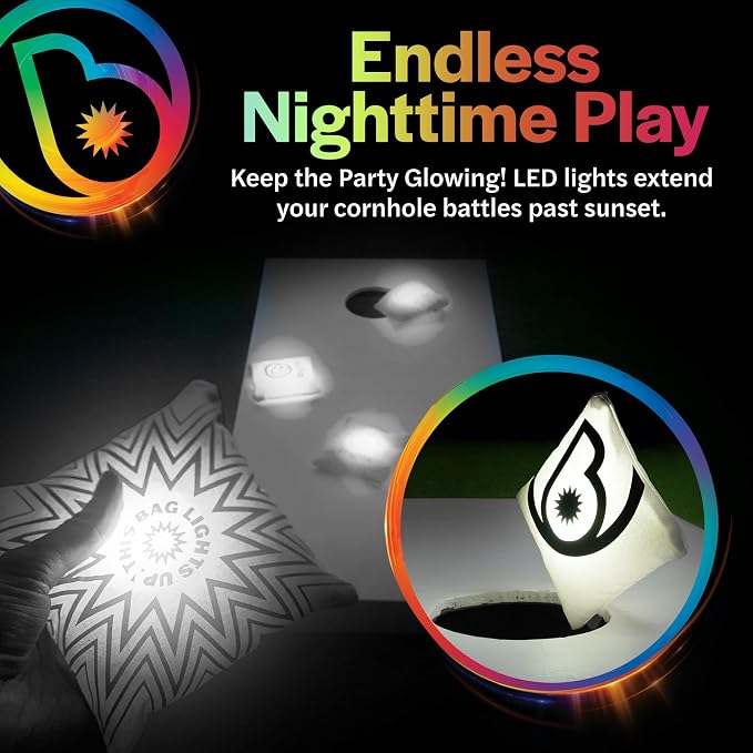 Brightz BagBrightz LED Cornhole Bags, 4-Pack - Cornhole Bean Bags That Light Up - Next Level Gameplay Experience! - 6+ Hours of Glow Time - Sold in Packs of 4 - Select Your Team Colors!