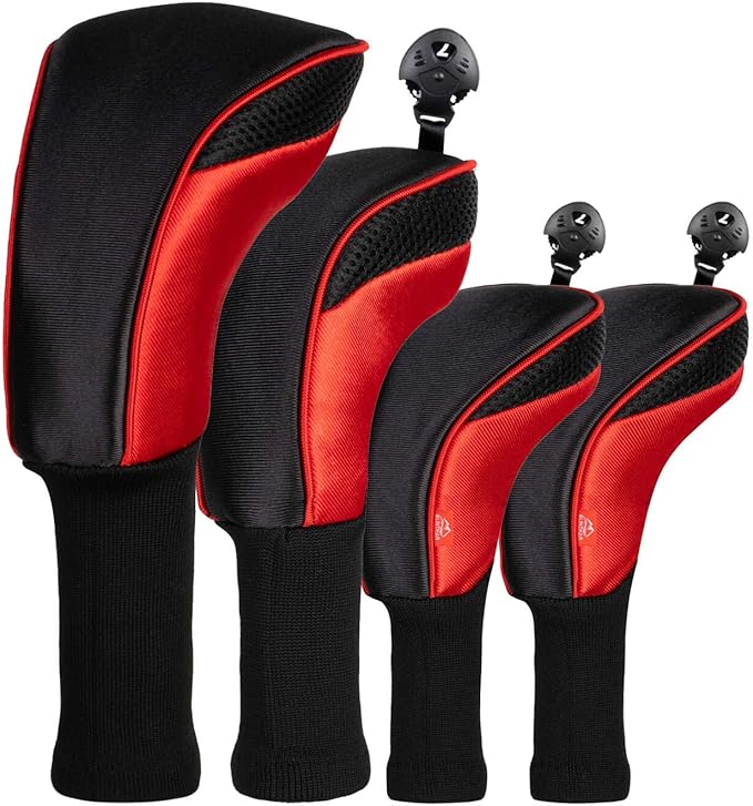 Golf Club Head Cover for Driver Fairway Hybrid 3 Pcs Woods Headcovers, Golf Accessories Head Covers Set with Interchangeable No. Tags 3 4 5 7 X Golf Accessories for Men Women