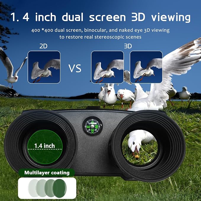 Night Vision Goggles for Adults, 4K HD Infrared Binoculars with 1312FT Viewing Range, Digital Night Vision with 32GB SD Card - for Hunting, Camping, Wildlife Observation