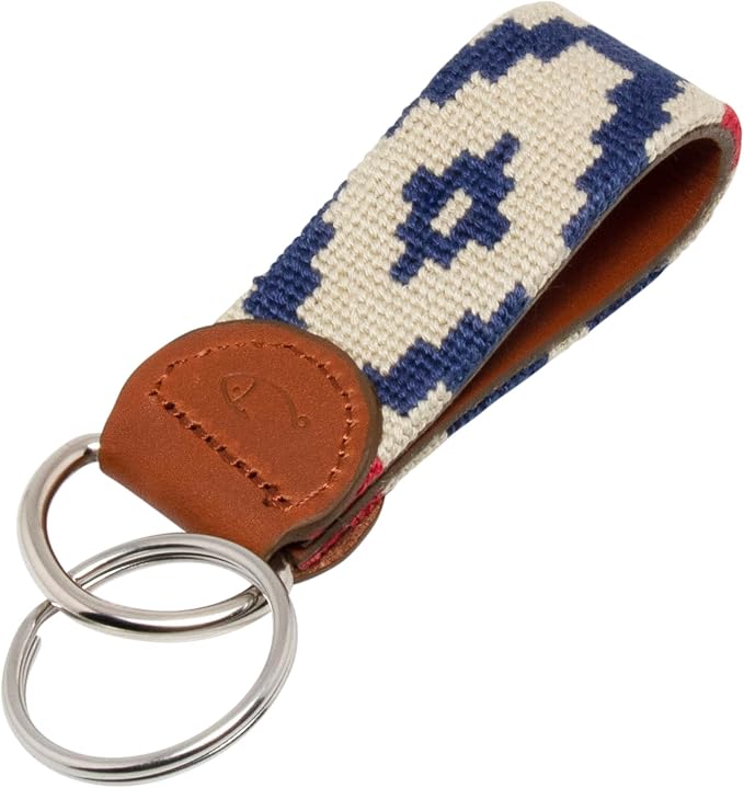 Leather Hand-Stitched Needlepoint Key Fob or Key Chain