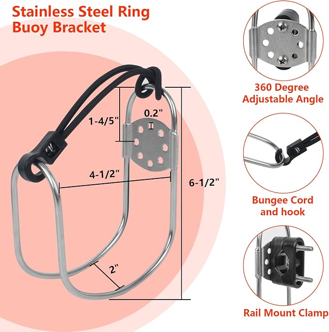 Life Ring, 23"/28" Boat Safety Throw Rings, Life Preserver Ring with Bracket and 98.5 FT Floating Rescue Rope, Outdoor Professional Throwable Flotation Device