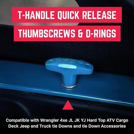 GPCA – Quick Release JL Hardtop Bolts, M8 25mm Thumbscrew for Jeep Wrangler JL 2018–2025 Hardtop Removal, Jeep Accessories & Cargo Tie Down GP Anchor PRO w/o Nut, 6 Pack (Blue)