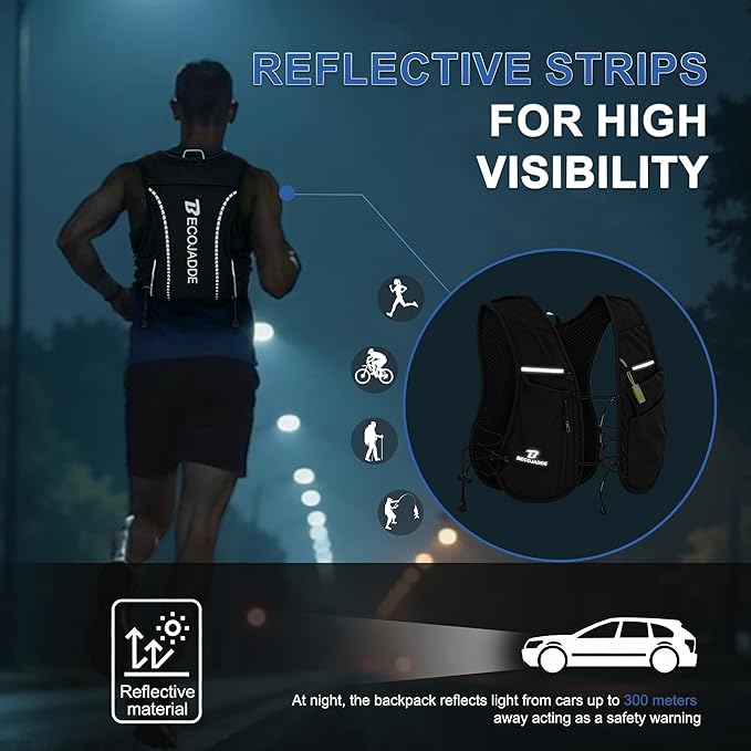 BECOJADDE 5L Running Vest for Women, Hydration Backpack Lightweight & Breathable for Trail Running, Marathon, Hiking, Cycling