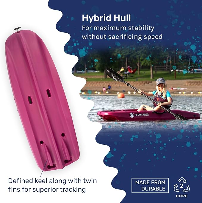 Evrwild Kids 6.5ft Kayak with Paddle, Lightweight Premium & Stable, 3-Level Footrest, Sit On Top for Youth to Teen Up to 130lbs