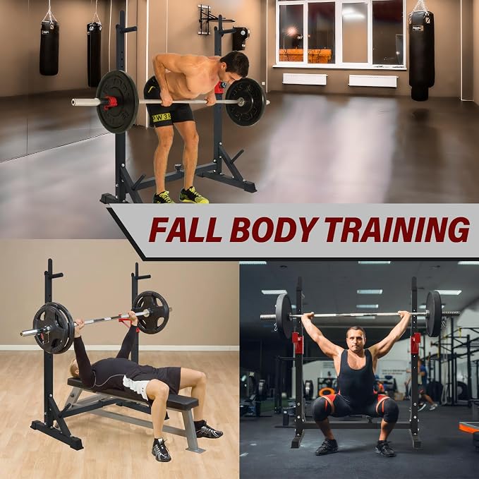 Multi-Function Squat Press Barbell Rack Stand, Height Adjustable Barbell