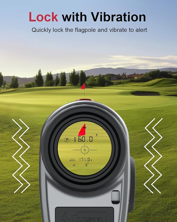 Golf Rangefinder with Slope,7X Magnification Laser Rangefinder, 1300Yards Rechargeable Range Finders Golfing with Flag Lock Vibration,Speed Mode for Hunting Shooting