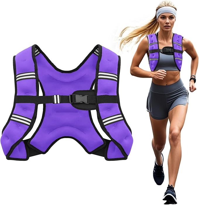 Poudee Weighted Vest, 6lb/8lb/10lb/12lb/16lb/20lb/25lb/30lb Weight Vest for Men Women, Body Weight Vests Adjustable with Reflective Stripe for Strength Training, Running, Workout, Jogging, Walking