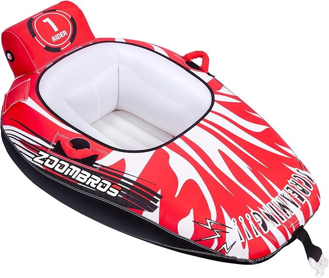 ZOOMBROS Towable Tube for Boating 2-Person, Secure Cockpit Seating for Kids & Family Safety, Heavy-Duty Water Sport Towables Large Capacity with Quick Connector, Less Drag