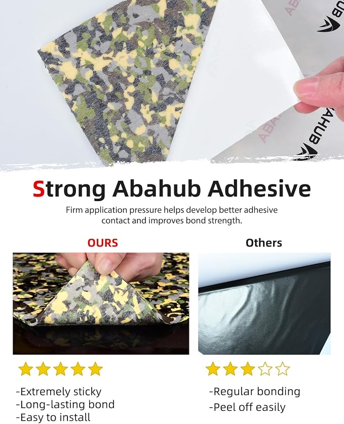 Abahub EVA Foam Boat Flooring Brushed Pattern Marine Decking Sheet with Self-Adhesive Carpet for Motorboat Kayak Surfboard SUP 96''x16''/47''