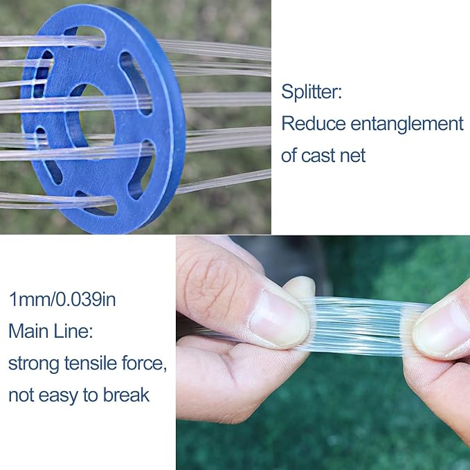 Lawaia Cast Net with Lead Sinkers Fishing Throw Nets Hand Castnet Shrimp Bait Traps 1/2 inch Mesh for Freshwater Saltwater with 3ft/4ft/5ft/ 6ft/ 7ft/ 8ft/ 9ft/ 10ft/ 11ft/ 12ft Radius