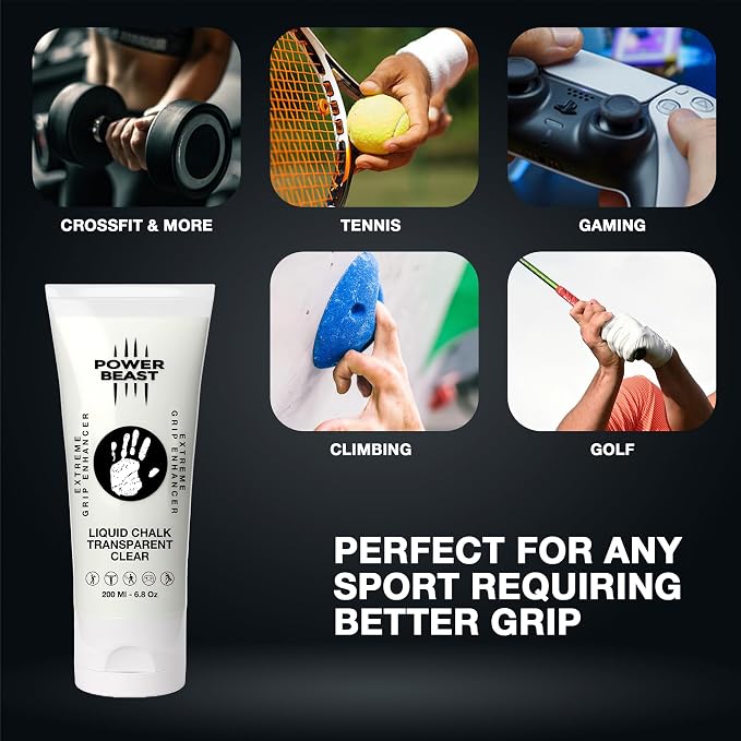 Clear Liquid Chalk, Non Sticky Grip Enhancer, Dry Hands, Transparent Liquid Chalk, Anti-Slip Solution, Dry Grip for Tennis, Golf, Pole Dancing, Gaming, and All Sports