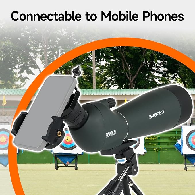 SVBONY SV28 20-60x80 New Version Spotting Scope for Target Shooting, Long Range Spotter Scope with Phone Adapter and Tripod, HD Scope for Bird Watching, Wildlife Observation