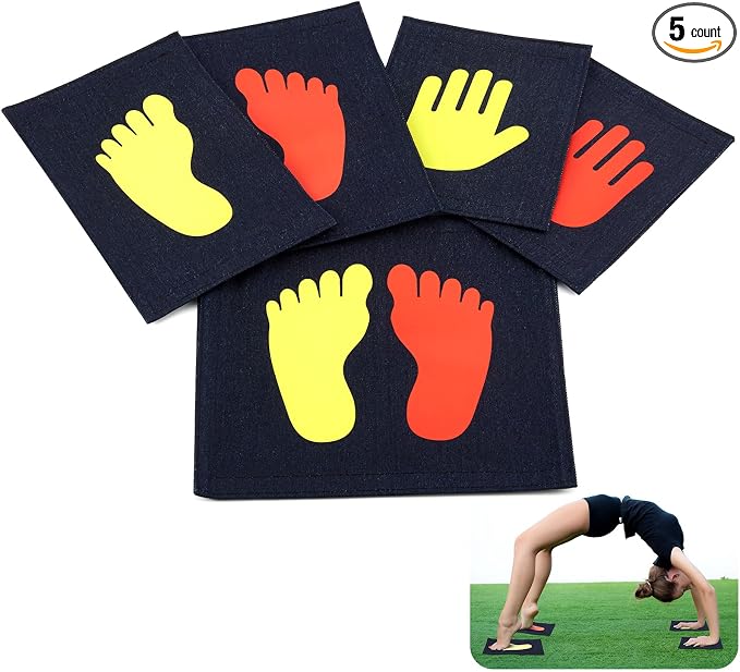 Nuanchu 5 Pcs Hand and Foot Placement Gymnastics Feet Hand Twister Game Stepping Denim Placement Carpet Flat Markers Stones Non Slip Cartwheel Mats for Adults Classroom Gymnastics Training Equipment