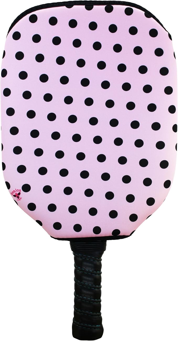 BeeJos Women's Polka Dot Collections: Premium Slip-On Pickleball Paddle Cover-Fits Standard Size Paddles-Zipperless (Paddle not Included) 6 Color Variations