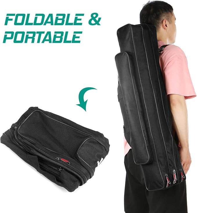 Fishing Rod Case Three Layers Fishing Rod Bag Oxford Portable Folding Fishing Pole Bag Outdoor Waterproof Tackle Storage Travel Bags Carry Organizer for Fishing Camping Hiking