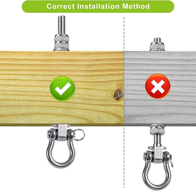 Dolibest Swing Hangers with Bearing - 6 Pack Stainless Steel 304 Hardware Hooks for Wood & Metal Beams, Ideal for Hanging Hammocks, Yoga Swings, Porch Swing, Boxing Bag 1500 LB Capacity- 5'' x M2/5''