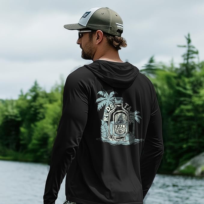 Palmyth Fishing Hoodie for Men Long Sleeve Sun Protection UV UPF 50+ Shirts | Hidden Zipper Pocket, Thumb Loops, Quick-Dry, Side Mesh Panels, Lens Cleaning Cloth, 4-Way Stretch