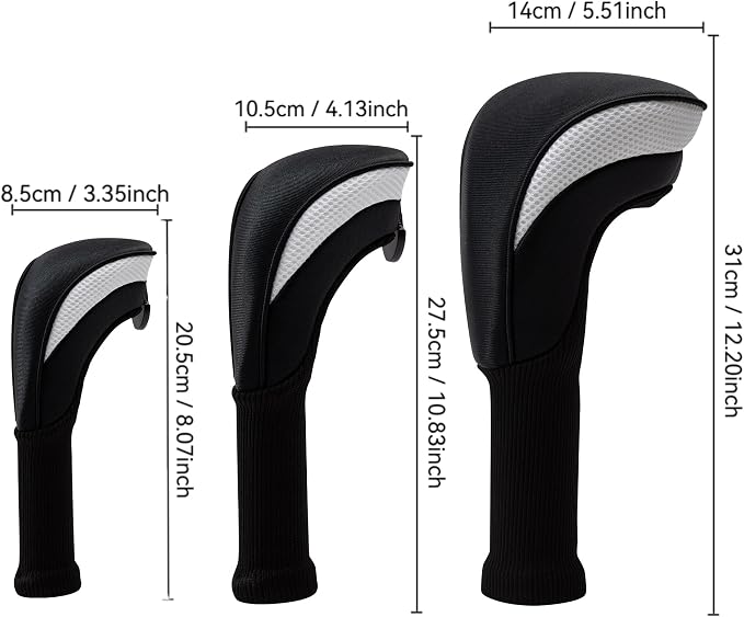 Golf Club Head Covers for Woods 3/4/5/6 Pieces Long Neck Mesh Sports Golf Club Headcovers Set with Interchangeable No. Tags 3 4 5 6 7 X Golf Accessories for Men Women