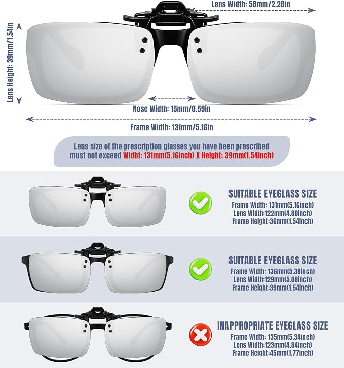 STORYCOAST Clip On Sunglasses for Men Women Polarized Fit Over Prescription Glasses Sports Fishing Driving