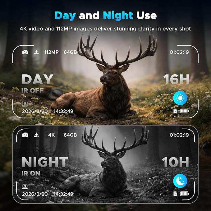 Night Vision Binoculars - 112MP 4K Night Vision Goggles, 5000mAh Battery & 64GB Card, 1500FT Range, Tactical Flashlight for Wildlife Hunting, Camping, Outdoor Adventure, Security Surveillance