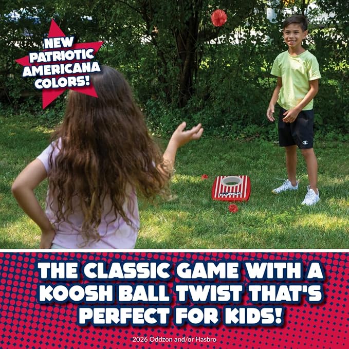 Koosh Double Kornhole 4th of July - Cornhole Set for Kids - Outdoor Toys for Boys and Girls - Perfect for Beginners - Preschool Toys, Easy Storage, 2 Kornhole Board, 6 Koosh Balls Included, Ages 5+