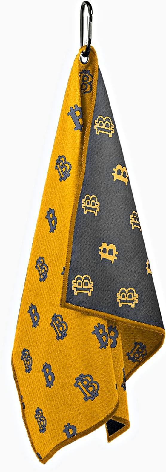 Golf Ball Stamp Bitcoin and Bitcoin Golf Towel Orange and Grey