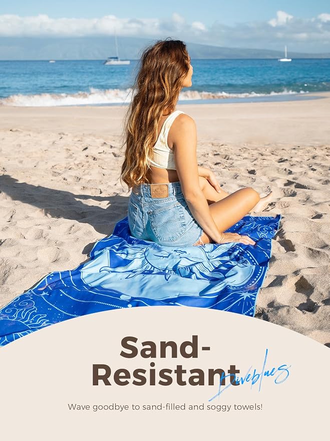 Diveblues Microfiber Beach Towel, Sand Free Travel Towels, Oversize Large 79" x 57" Lightweight Towel, Quick Dry, SuperAbsorbent, for Camping, Pool, Gym, Yoga, Women Men Kids Beach Essentials Gift
