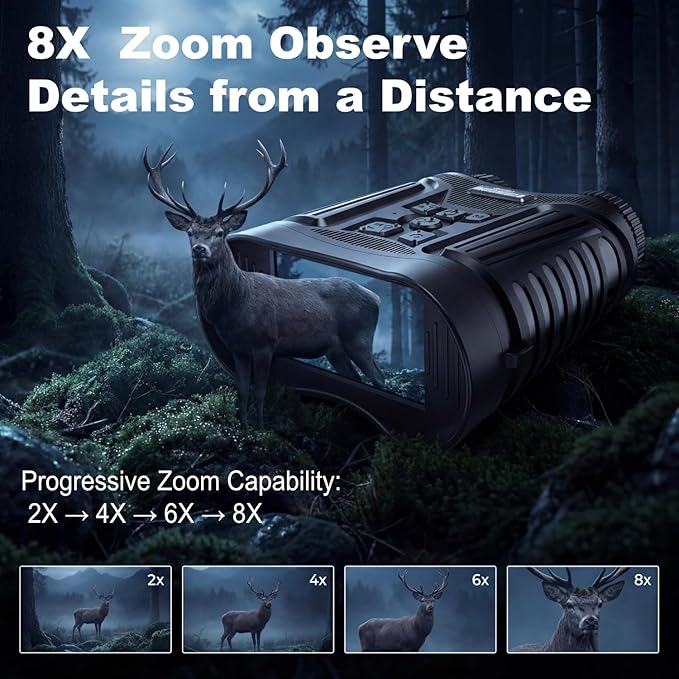 4K Night Vision Goggles & Binoculars for Adults, HD with 3" Screen, 8X Digital Zoom, 2000FT Infrared Range, External Flashlight for Camping & Outdoor Observation