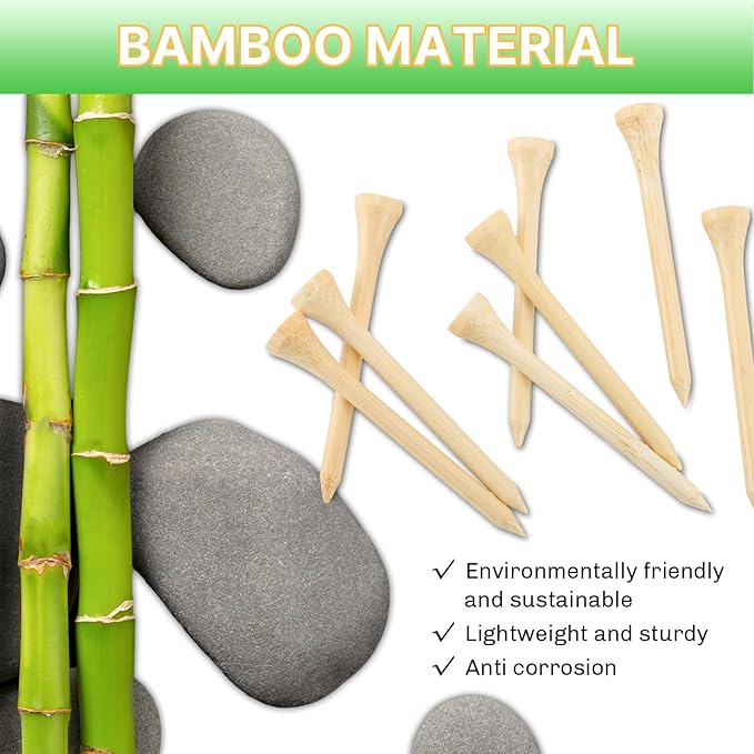 Bamboo Golf Tees 1000/500/250 PCS 2-3/4 & 3-1/4 inch Length | Bamboo Golf Tees, 7X Stronger Than Wood Golf Tees, Reduce Friction & Side Spin
