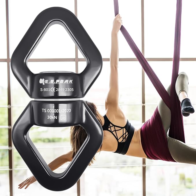 30kN Swing Swivel, CE Certified 360°Rotational Device, Silent Hanging Accessory for Tree Swing, Aerial Dance