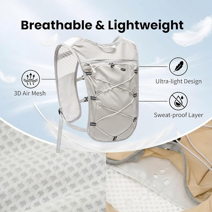 Hydration Backpack Lightweight Running Vest for Women Men with 500ml Soft Flask Hiking Daypack