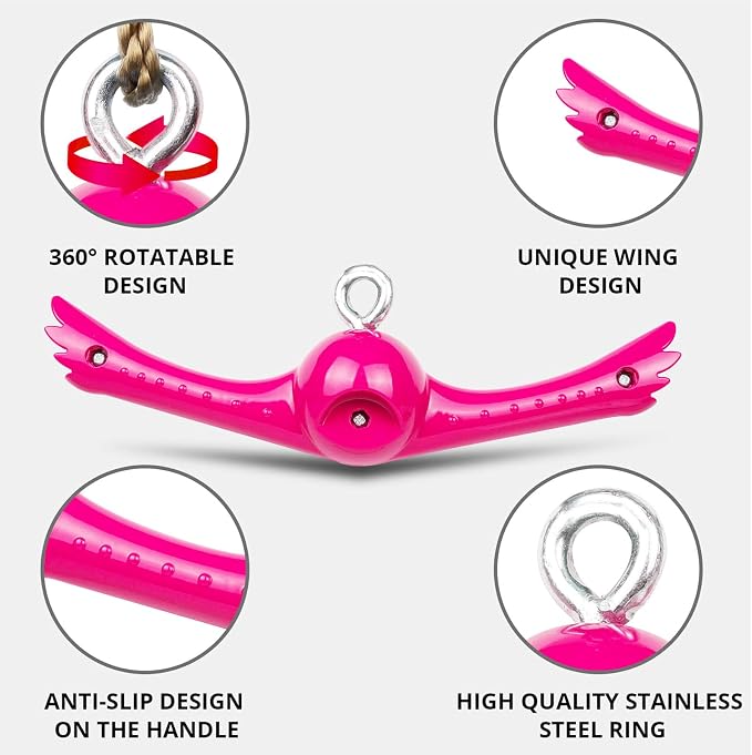 YAMIPROBI Ninja-Twister Swing Spins Set: Slackline Attachments - 360° Handle Twist-Spin Flips Toy Activate Ninja Powers - Ninja Warrior Accessories - Kids Ninja Hang Toys for Playground Backyard,Pink
