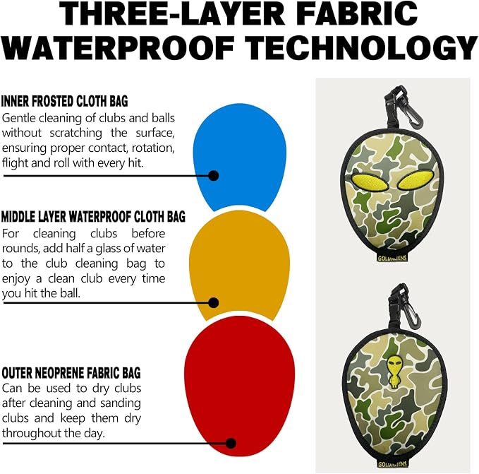 Golf Club Cleaner Bag and Telescopic Golf Ball Retriever for Water