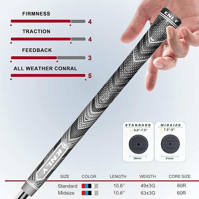 KNLY Golf Grips Set of 13,High Feedback MultiCompound Golf Club Grips,13 Grips with 15 Tapes and 13 Grips with All Repair Kits for Choice.