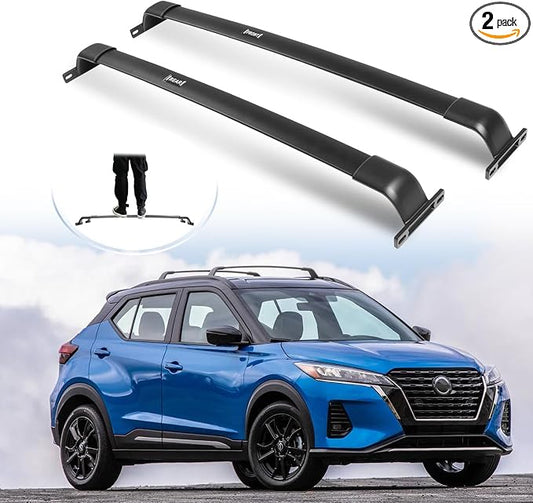 Enhanced 220 LBS Cross Bar Roof Racks for Nissan Kicks 2016-2024, Black All Aluminum Cross Rails for Cargo Kayak Bike Ski