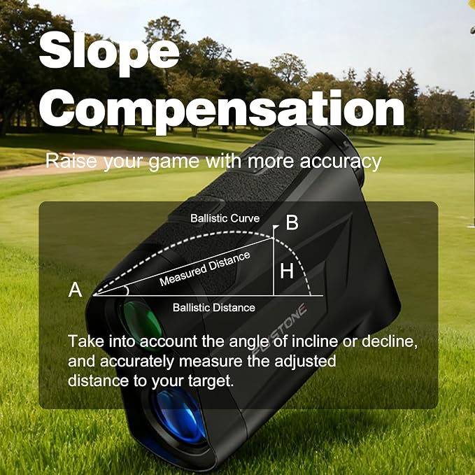 Precision Laser Rangefinder for Golf & Hunting, 800/1000/1300 m Range, 6X Magnification, Flagstick Locking with Flash Prompt, Slope Compensation & Angle Measurement, 0.3s Fast Measurement