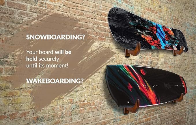 TESLYAR Surfboard Rack Holder Hooks Hard Wood Eco-Friendly Display Natural Finish Snowboard Wakeboard