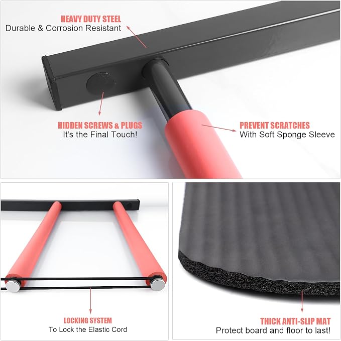 2025 Upgrade Surfboard Wall Mount, Surfboard Rack with Rubber Mat & Bungee Cord, 6 Arms Vertical Surfboard Wall Rack Garage Storage for Wall Holds 5-6 Boards
