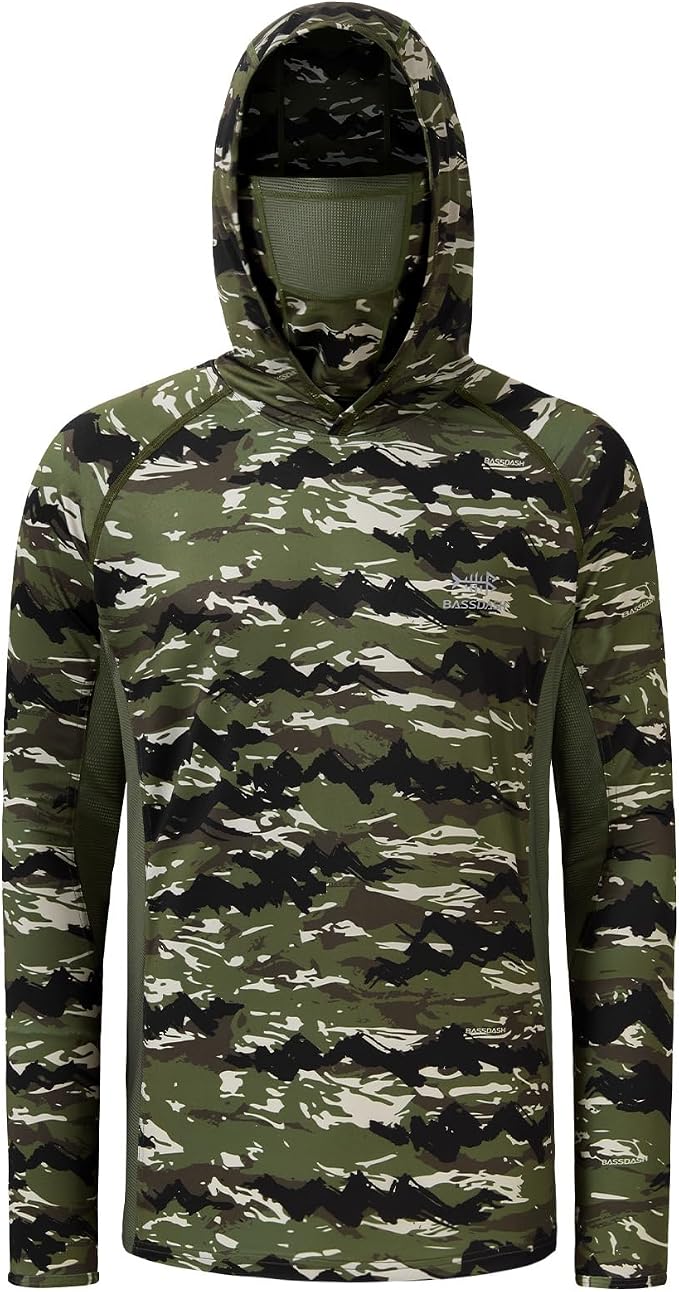BASSDASH Men's UPF 50+ Camo Long Sleeve Hunting Fishing Hoodie Shirt