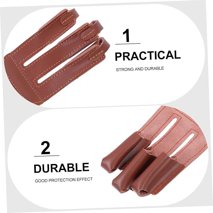 Yardwe 2 Pcs Finger Guard Archery Leather Gloves Cow Leather Archery Finger Leather Archery Gloves Archery